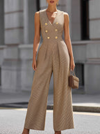 Tuta Intera Gessata Doppiopetto a Gamba Larga