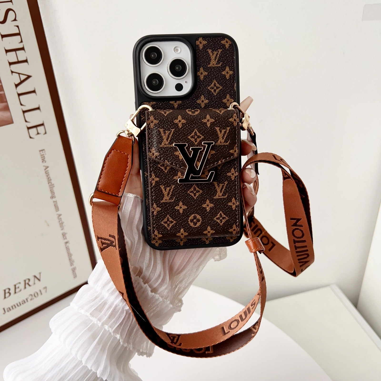 Custodia per iPhone Serie LV Signature Strap