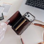Custodia a Portafoglio Crossbody Stile LV per iPhone – Con Tracolla e Porta Carte