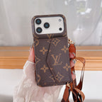 Custodia a Portafoglio Crossbody Stile LV per iPhone – Con Tracolla e Porta Carte