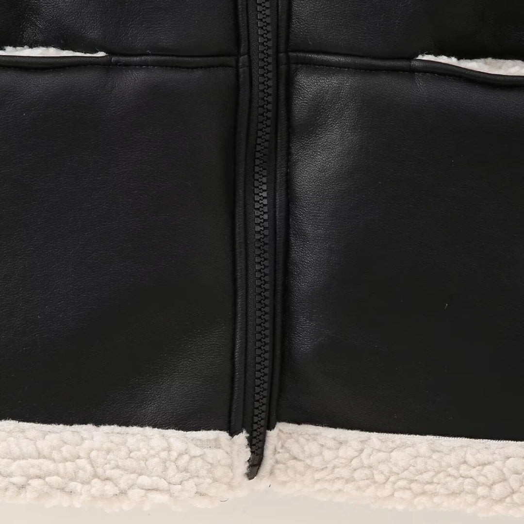 Giacca in Ecopelle con Interno in Shearling – Street Style Invernale