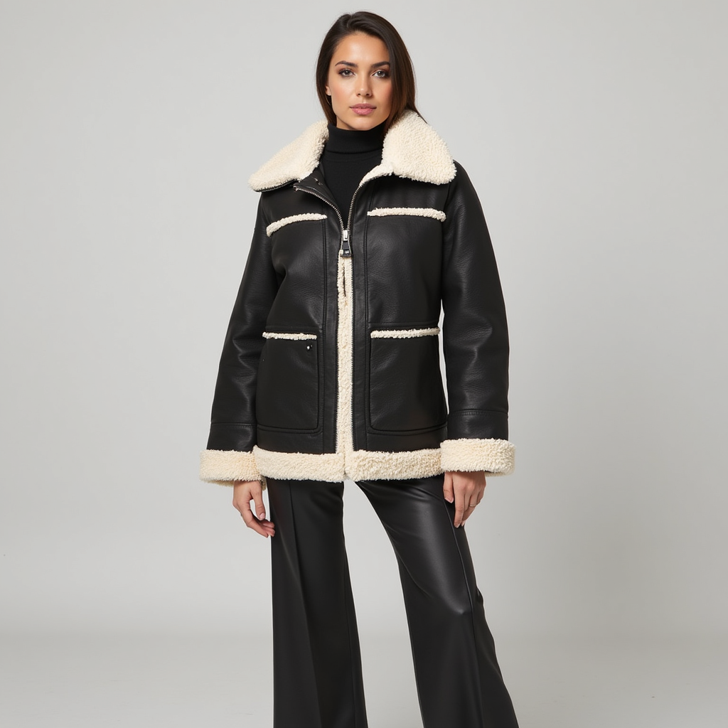 Giacca in Ecopelle con Interno in Shearling – Street Style Invernale