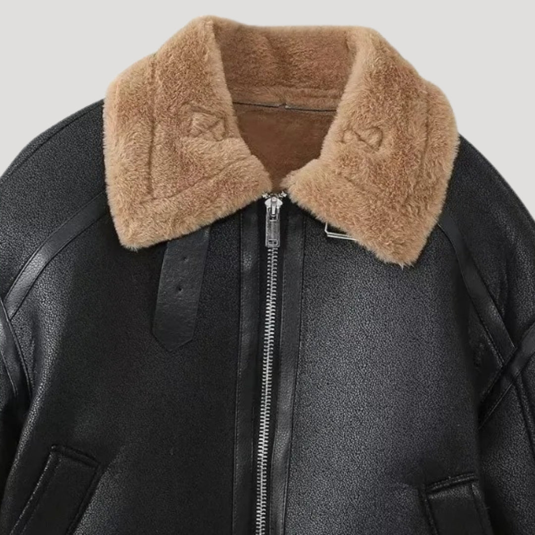 Giacca con Bordo in Shearling – Elegante Stile Invernale