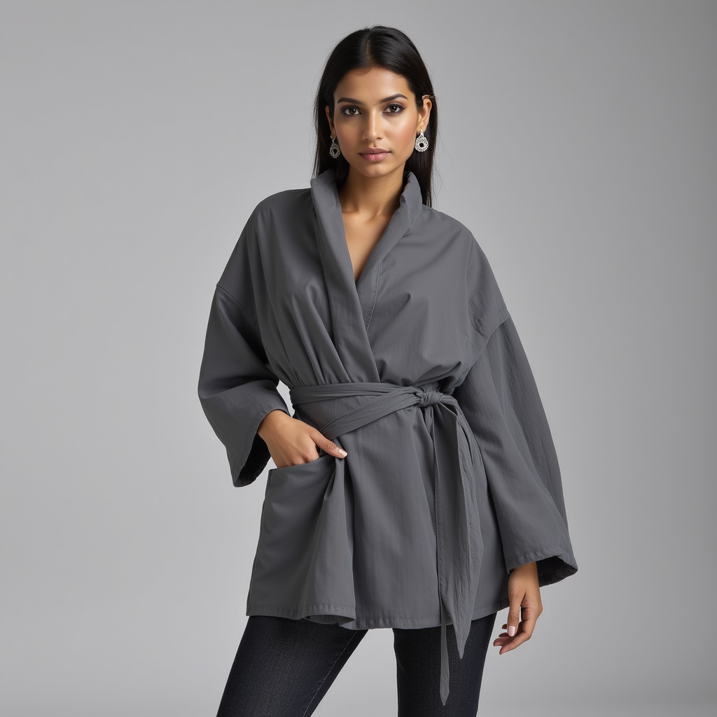 Giacca a Portafoglio con Cintura – Stile a Strati Senza Sforzo