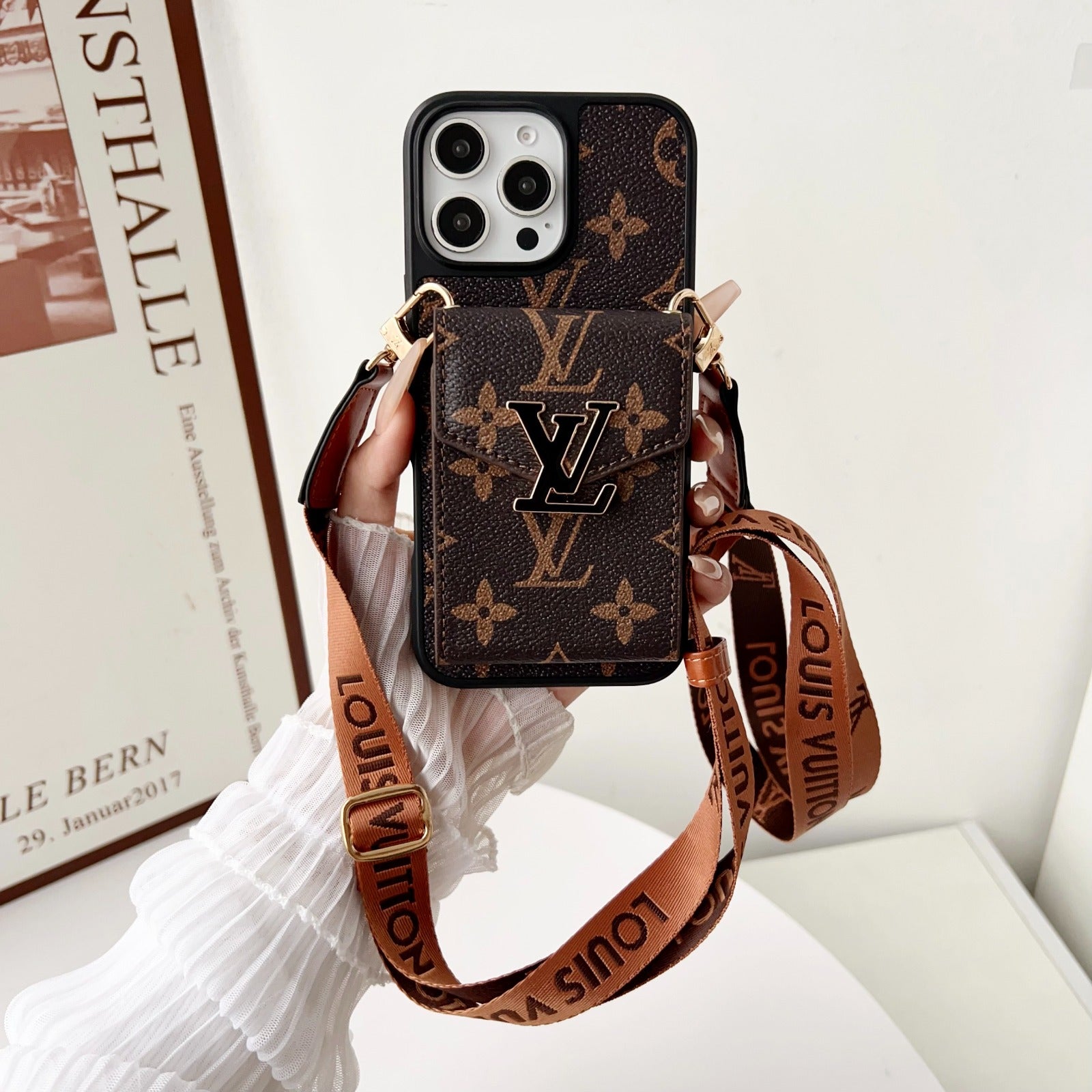 Custodia per iPhone Serie LV Signature Strap