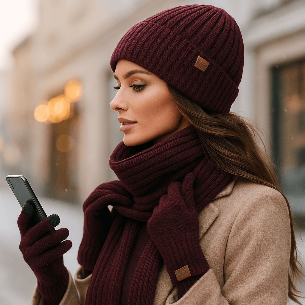 Set Cappello Sciarpa Guanti - Comfort Termico - Elegante
